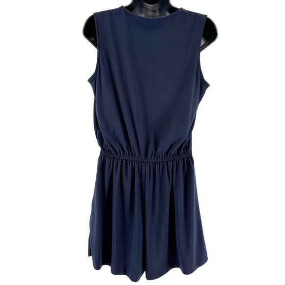 Emma & Michele Romper WMNS S Blue Sleeveless Faux Wrap V-Neck Wide Leg Stretchy - Picture 4 of 7